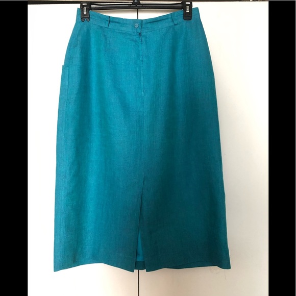 Escada Linen Exclusive Skirt Sz M(Euro 40)Midi Elegance Pockets Gorgeous Vintage - Picture 10 of 13